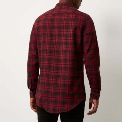 Red longline checked shirt